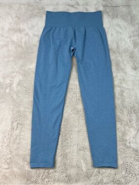 NVGTN Size Large High Rise Seamless Leggings Dusty Blue Stretch Sculpted Contour